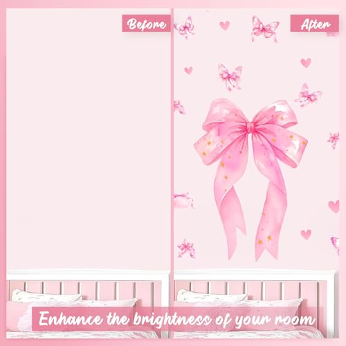 Large Pink Bow Wall Decals, 6 Sheets 64 Pcs - color: Large Pink Bow