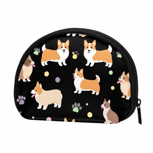 IBILIU Small Coin Purse Corgi Dog Paw Cute Cartoon Puppy Black Mini Wallet Coin Pouch Change Purse For Women Men - color: Coinp-001