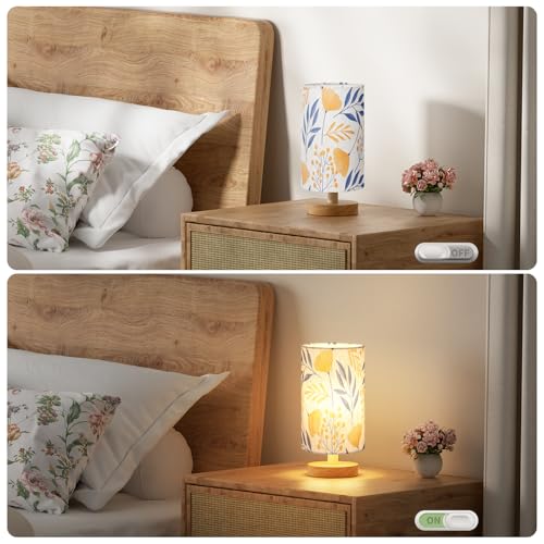 Fenmzee Small Table Lamps (Ginkgo Cream Shade, 9" Inline Control) - color: Ginkgo Cream Shade