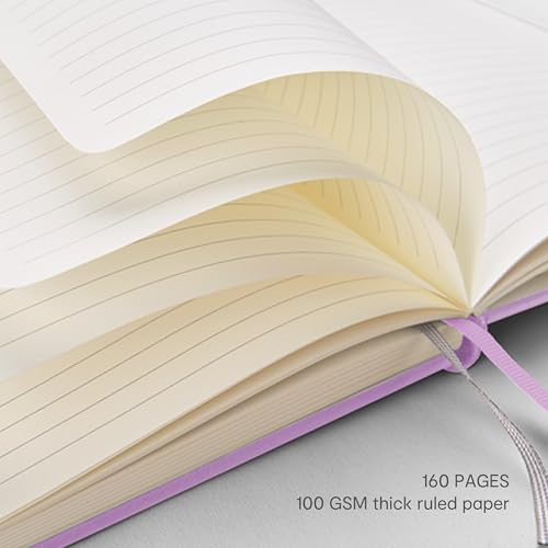 &And Per Se Lined Journal and Pen Set (3 Packs), A5 Leather Hardcover Notebook with Pen & Stationary Set, 160 Pages 100GSM Thick Ruled Paper Journal for Business Work Writing (Purple) - color: Purple