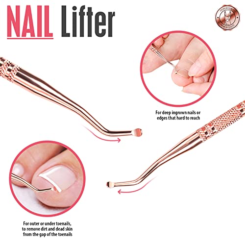 FANDAMEI Cuticle Trimmer, Cuticle Kit, Cuticle Pusher, Cuticle Nippers - color: Rosegold