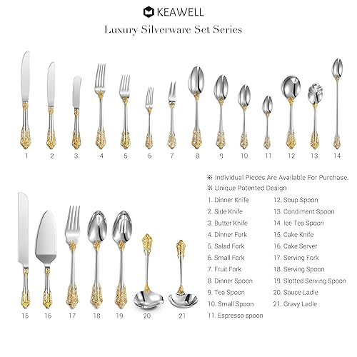 KEAWELL Premium Luxury 4-Piece 6-Inch Tea Spoon Set (Gold Accent) - color: Gold Accent