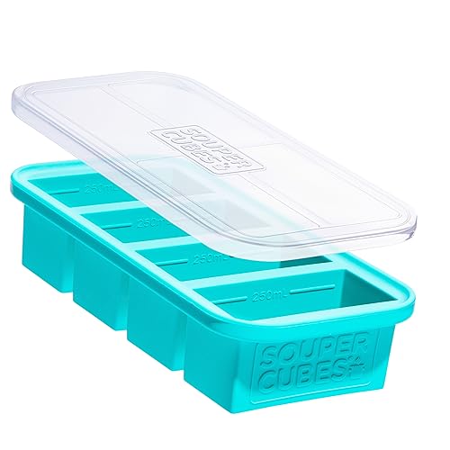 Souper Cubes 1 Cup Silicone Freezer Mold with Lid, Aqua, 1-Pack - color: Aqua, size: 1-Pack