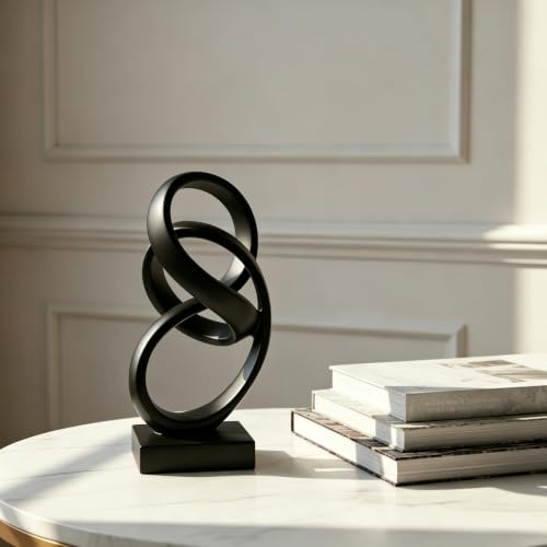 10" Modern Abstract Ribbon Decorative Sculpture, Knot Sculptures,Home Decor,Coffee Table Statues,Dining Living Room Desk Decor（Black） - color: 10" Black