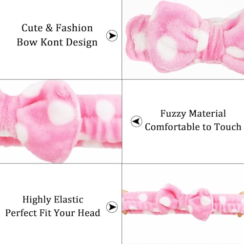 10 Pack Pink Dot Soft Spa Headbands Bulk for Women Girls - color: Multicolor 03