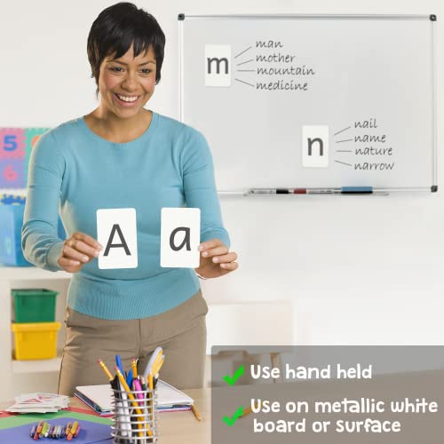 Attractivia Magnetic Big Alphabet ABC Flash Cards - 52 Sturdy Uppercase & Lowercase Large Letters, Black - for Classroom Teachers, Homeschool, ESL, Kids and Adults - style: Black Uppercase & Lowercase