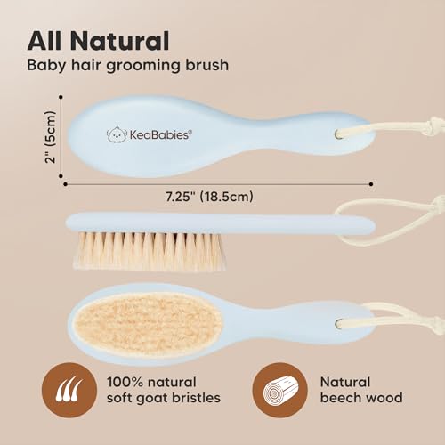 Wooden Baby Hair Brush for Toddler, Infant Cradle Cap (Frost, Regular) - color: Frost, size: Oval, Regular 7"