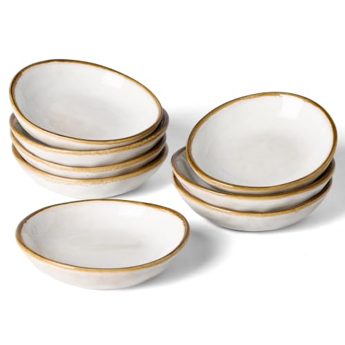 famiware Soy Sauce Dish, 2.1oz Dipping Bowl Set of 8, Cappuccino White - color: Cappuccino White, size: 8pcs