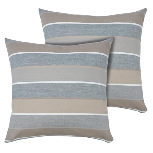 FUNHOME Outdoor Pillow Covers 18x18 Inch Pack of 2, No Insert-Grey Stripe - color: Grey Stripe, size: 18"L x 18"W