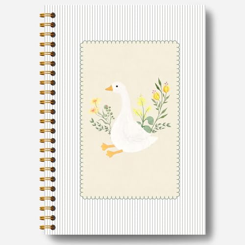 Guymn Cottage Core Floral Goose Notebook, Sage Green Vintage Goose Journal for Kids Girls, Geese Animal Lover Gifts Hardcover Spiral Notebooks Journals 5.5x8.3 Inch - color: Section 14