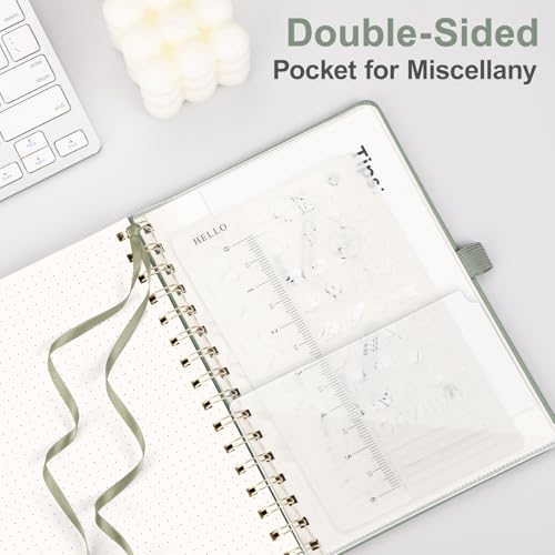 AHGXG Dotted Journal, 140 Pages, A5 (5.7" x 8.3") - color: Sage Green, style: A5-Dotted