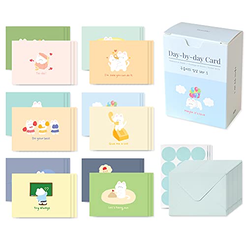 Monolike Day-by-day Card, Gureum's Daily Life ver.1 - Mix 36 Mini Single cards, 36 envelopes, 36 stickers Package - color: Gureum's daily life ver.1