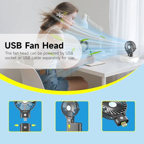 HandFan 10400mAh Portable Handheld Fan, 40Hrs Long-Lasted Hand Fan Rechargeable, Mini Personal Fans Foldable, Heavy Duty Battery Fans for Travel Beach Concerts Cruise(Clear Blade) - color: Transparent Blade