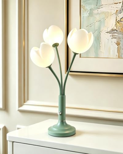 Lightdot Flower Green Table Lamp Dimmable 3 Bulbs Included Gift for Nursery - color: 12-Green-Flower-3U