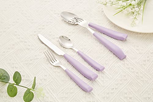 ANNOVA Silverware Set 20 Pieces Stainless Steel Cutlery Color Handle Flatware - 4 x Dinner Knife; 4 x Dinner Fork; 4 x Salad Fork; 4 x Dinner Spoon; 4 x Dessert Spoon (Lilac) - color: Lilac 20Pieces