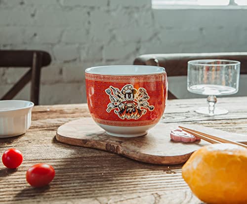Disney Mickey Mouse Wild Wok Ceramic Dinnerware Set | Includes 20-Ounce Ramen Noodle Bowl and Wooden Chopsticks - color: Mickey Mouse Wild Wok
