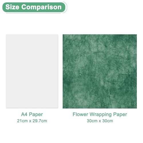 M METERXITY 152-Sheet Korean Cotton Wrapping Flower Paper, 11.8 Inch/ 30cm Waterproof Floral Wrapping Cotton Paper for Bouquets/Gift Packaging [Dark Green] - color: Dark Green