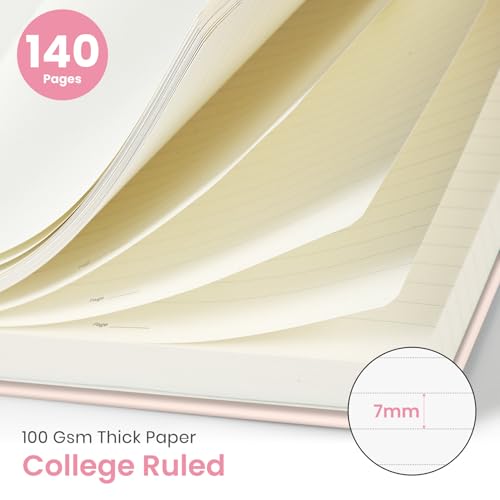 Taja Spiral Lined Journal for Women, Pretty Hardcover Journal Notebook, A5 - color: M-Pink Garden