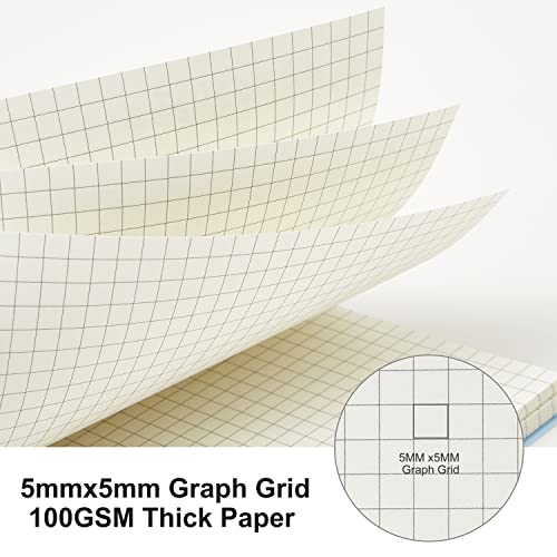 3 Pack Spiral Graph Notebook A5 Square Grid 5.8"x8.3" - size: A5 (5.9"x8.3"), style: Graph Grid