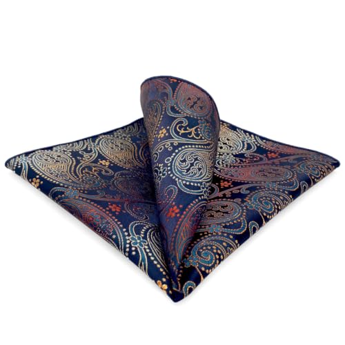 S&W SHLAX&WING Mens Pocket Square Paisley Multicolor Large for Business Wedding - color: Bh26