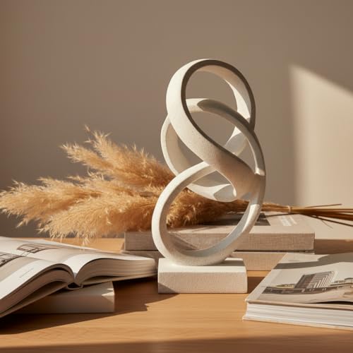 10" Modern Abstract Ribbon Decorative Sculpture, Knot Sculptures,Home Decor,Coffee Table Statues,Dining Living Room Desk Decor（White） - color: 10" Light Gray