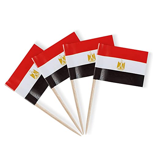 mflagperft Egypt Toothpick Flags 100 Pack, Egyptian Flag Cocktail Picks - color: Egypt