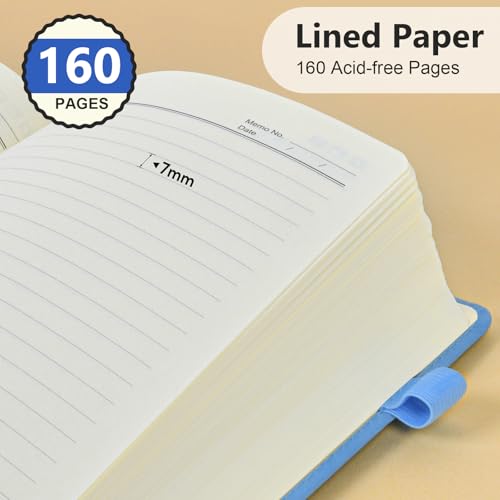 Lined Notebook 5.9"x8.5", Hardcover Leather Journal for Women Men,160 Pages - color: Blue, size: Lined Page