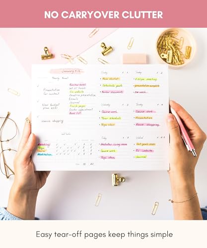 Lamare Weekly Planner Notepad – Premium Undated Weekly To Do List Notepad - color: Pink