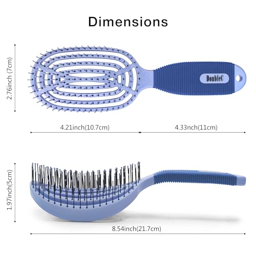 NuWay® DoubleC® Scalp Care Hair Brush – Patented Double Curve Design for Scalp Massage, Vented Blow-Dry Styling, Wet & Dry Hair, All Hair Types (Indigo) - color: Indigo