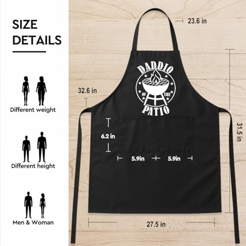 Funny Black Grill Apron with Pockets for Man,Dad,Husband,Father in Law,Chef Daddy Grilling Apron BBQ Cooking Gifts - color: Daddio of the Patio