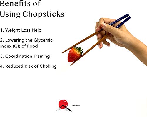 Bamboo Chopsticks Set, Japanese Reusable Wooden Chopsticks with Traditional Pattern Designs, Non Slip Tips Dishwasher Safe Asian Chopsticks for Sushi Ramen Noodles Rice Dining (2, Blue Print) - color: Blue Print