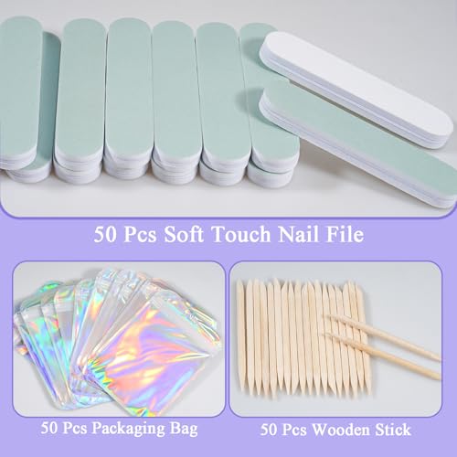 50 Set Disposable Manicure Kit Set, Press On Nail Tool Kit (Purple-50pcs) - color: Purple-50pcs