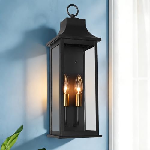 JYZ 20" Exterior Coach Light Wall Mount, Farmhouse Outdoor Entry Wall Lantern Fixture, Exterior Wall Sconce with E12 Base, Anti-Rust Aluminum with Clear Glass Wall Lamp for Porch, Garage, Patio - size: 20 inch -1 PK