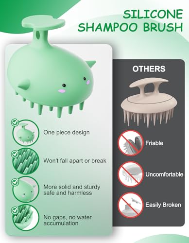 Scalp Scrubber Shampoo Brush, Wet & Dry Silicone Scalp Massager Brush Green - color: Green