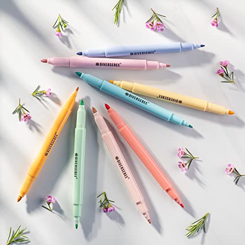 DIVERSEBEE Dual Tip Bible Highlighters and Pens No Bleed, 8 Pack Assorted Pastel Colors Quick Dry Highlighters Set, Cute Markers for Bible Study Journaling School Office Supplies and Accessories - color: Pastel
