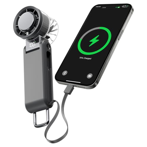 MUXNW Handheld Turbo Fan, 4000mAh Power Bank Portable Fan - color: Black