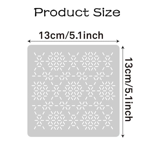 32 PCS Sashiko Stencil Kit, 5.1x5.1 Inch Reusable Pattern Drawing Templates,Durable Plastic Craft Stencil for DIY Sewing, Embroidery, Scrapbooking and Handmade Art Decoration