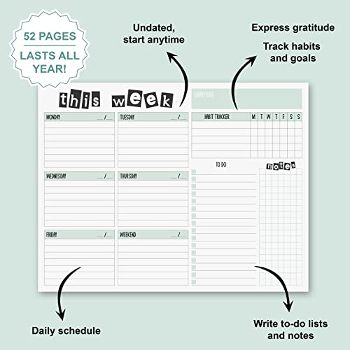 Weekly Planner Pad 52 Tear-Off Sheets Undated 8.5 x 11 Desk Pad - style: Style 2