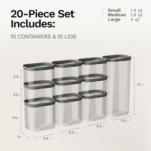 Naked Kitchen 20-Piece Food Storage Containers with Lids – Stackable BPA-Free Borosilicate Glass Pantry Storage Containers with Leak-Resistant Airtight Seal for Kitchen & Pantry Organization – Green - color: Light Green