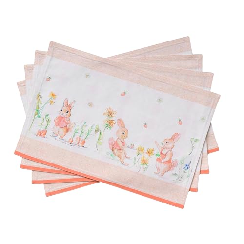 Maison d' Hermine Placemats Set of 4 Reusable 100% Cotton (13"x19") - color: 008 - Bunny Party, size: 13" X 19" (Pack of 4)