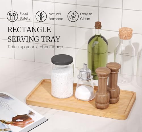 VERTORGAN Bamboo Serving Tray,11.8x5.9 Inch Trays,Home Decor(Natural) - color: Natural, size: 11.8" x 5.9" x 0.6"