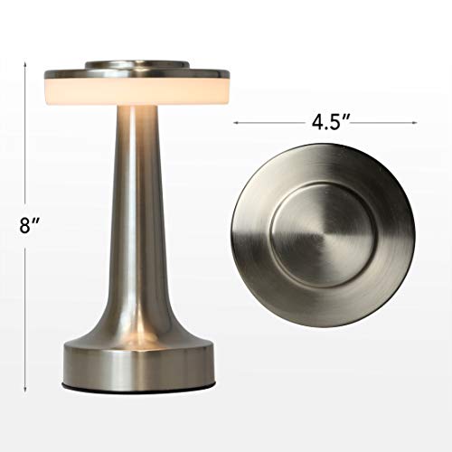 O'Bright Dome Cordless Rechargeable LED Mushroom Table Lamp, Silver - color: Silver