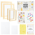 Caydo Paper Making Kit, 2 Size A5 A6 Papermaking Mould and Deckle - style: A5 A6 & paints kit
