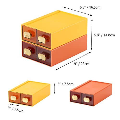 Desktop Storage Drawers, Stackable Countertop Organizer with Drawers - color: 4 Small Drawers, OG & YE