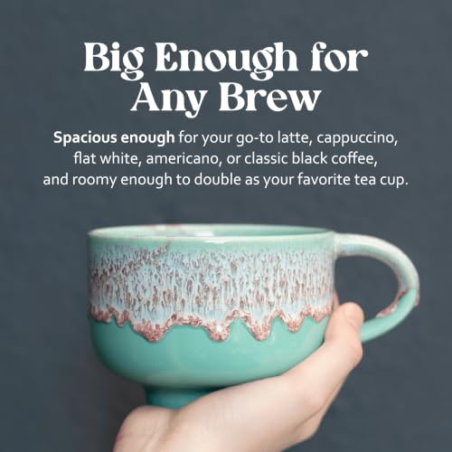 NOVA CERAMICS Mint Green Coffee Mug - 16 oz Ceramic Mug - Nebula - color: Nebula