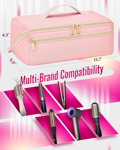 Mancro Hot Hair Tools Travel Bag Compatible with Dyson Airwrap - color: Pink, size: Standard