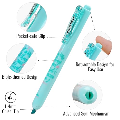 WRITECH Bible Mate Journaling Set: Highlighters & 0.7mm Ballpoint Pens 9ct - color: Multicolor-0.7mm