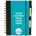 DISCOUNT PROMOS Custom Eco Block Notebooks with Pens Set of 10/50/100, Personalized Bulk Pack - Perfect for School, Office, Business, Home - Aqua - color: - Custom – Aqua, size: 10/50/100 notebooks