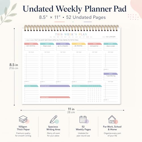 Weekly To Do List Notepad with Habit Tracker, 8.5" x 11" - color: White