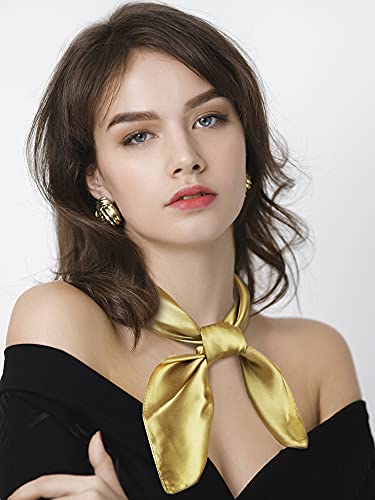 SATINIOR Square Neck Scarf Women - color: Champagne, size: 23.6 x 23.6 inches
